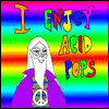 idlerat: Cartoon Dumbledore with flashing psychedelic background (acid pops)