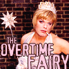 glinda: Eddie Izzard dressed as the Overtime Fairy (overtime fairy)