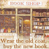 auburn: Shop front with 'wear the old coat, buy the new book' superimposed (Buy the Book)