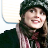 semielliptical: temperance brennan looking cozy in a hat and scarf (bones:brennan happy)