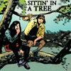 muccamukk: Laura and Jubilee sitting together on a tree branch. Text: Sittin' in a tree. (Marvel: Sittin' in a Tree)