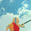 go_dog_go: Aang holding his staff, facing a broad blue sky (avatar: readiness)
