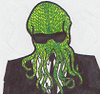 agentcthulhu: knitted yellow-green cthulhu in black suit and sunglasses (Default)