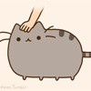 arcadiaego: Grey, cartoon cat Pusheen being petted (Default)