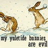 liviapenn: one bunny pelts another bunny with a snowball (yuletide: the bunnies are evil)