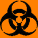montuos: black biohazard symbol on orange background (biohazard)