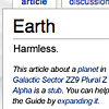 izzy: hitchhiker's wikipedia entry for earth: harmless ([hhgg] life's great gene pool)