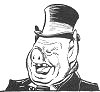 curmudgn: Caricature of Nikita Krushchev as a top-hatted pig, laughing (Nikita laughs)