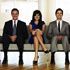 sherrold: three main white collar characters, sitting on a couch; El in the middle (wcollar couch)