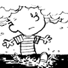 innocentsmith: calvin, grown to giant size, has his head literally in the clouds (calvin&hobbes: head in clouds)
