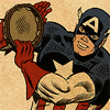 orm: Captain America with a tambourine  (TAMBOURINE: cap)