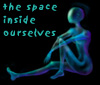 ambyr: translucent, featureless woman sitting down, captioned, "the space inside ourselves" (digital art by Meilin Wong) (Glass Girl)