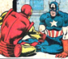 cursor_mundi: Cap and Iron Man shake hands in a totally platonic way after rolling around on the floor together (Friends!)