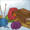 fallingbooks: piles of books and yarn (fallingbooks)