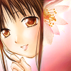 lifeisbrief: Takiko smiling and looking to the side, with a flower (/ You'd wonder where she'd gone)