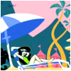havocthecat: shego from kim possible relaxing on a beach chair under an umbrella (kim possible shego relaxing)