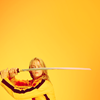 goodbyebird: Kill Bill: Kiddo on a yellow background, sword drawn. (ⓕ Bruce Lee who?)