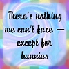 rainbow: "There's nothing we can't face...except for bunnies" (beware the bunnies)