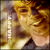 paian: Teal'c smiling at his own Jaffa joke, caption 'happy' (happy teal'c by me)