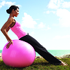 semielliptical: woman resting on an exercise ball (fitness)