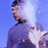 thingswithwings: animated picture of Spock getting sex pollen shot all over him  (trek - spock getting splooged by sex pol)