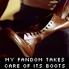 helens78: A close-up of a boot with text "My fandom takes care of its boots." (ds: fraser care of boots)