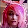 aka: audrey kitching wearing bunny ears and a nose pore cleaner (bunny)