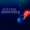 taeli: dory from finding nemo with text "just keep swimming" ([nemo] keep swimming)