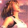 momijizukamori: Yuna from Final Fantasy X, dancing a sending. The text reads in script 'dreamer' (Yuna | Dreamer)
