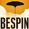 sporky_rat: Antique travel poster for Star Wars planets. Text: BESPIN (Bespin)
