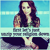 veleda_k: Tori Amos. Text says, "First lets just unzip your religion down." (Tori: Unzip your religion)