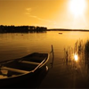 auburn: rowboat on water, sepia tone  (Boat on water)
