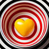 kouredios: yellow heart in a striped bowl (Heart)