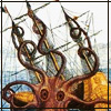 red_eft: An octopus-like creature engulfs a ship (drink and the devil)