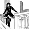 disinherits: (running // down the stairs)