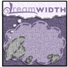northern: embroidered appliqué of a sheep (purple). text in thought bubble: "dreamwidth" (dreamwidth)