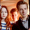such_heights: amy and eleven and rory staring into space (who: amy/eleven/rory [tardis door])