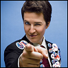 aka: Rachel Maddow covered with political badges and winking *swoon* (maddow)