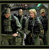 abyssinia: Original SG-1 walking through SGC on their way to a mission (SG1 - team sets forth)