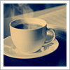 cyprinella: White coffee cup and saucer with animated steam rising from the cup (coffee cup)