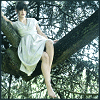 caramarie: Icon of a woman sitting in a tree, wearing a white dress (tree)