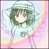qem_chibati: A character from black cat, with angel wings and a rainbow hue (Black cat - I'm so sweet and innocent)