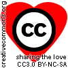 helens78: Text reads http://creativecommons.org - "Sharing the Love: CC 3.0 BY-NC-SA" - over a red heart. (me: cc sharing the love)