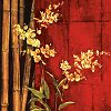 jain: Bamboo and yellow flowers against a red background. (bamboo)