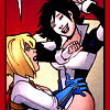 mona: atlee of DC comics dances in power girl's arms. (peej/atlee)