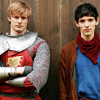 scrollgirl: bradley and colin in costume as arthur and merlin (merlin boys)