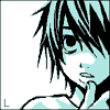 anonymity: An oekaki drawing of L in black, white and teal (Default)