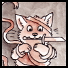 bronze_ribbons: cute critter with knife and ribbons (bribboned critter)