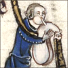 quillori: illustration of a man playing remarkably phallic bagpipes (the seamed bag looking just like balls) (theme: fanfic (subtext))