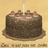 anotherveronica: the cake from Portal, text is "c'est ne pas un cake" (misc: CAKE=LIES)
